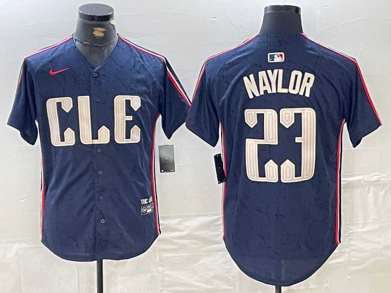 Men%27s Cleveland Guardians #23 Josh Naylor Navy 2024 City Connect Limited Stitched Jersey